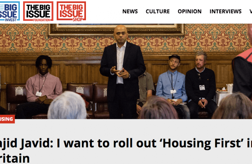 Sajid Javid says he wants to help rough sleepers