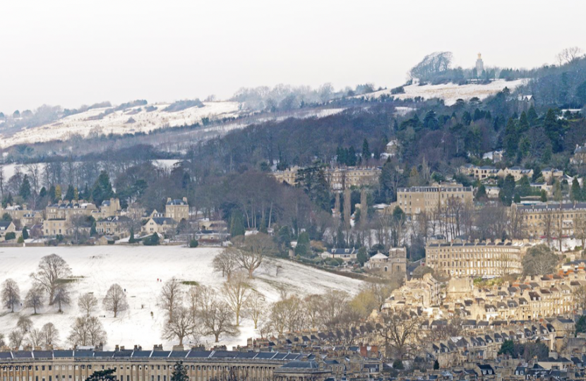 Snowy landscape in Bath