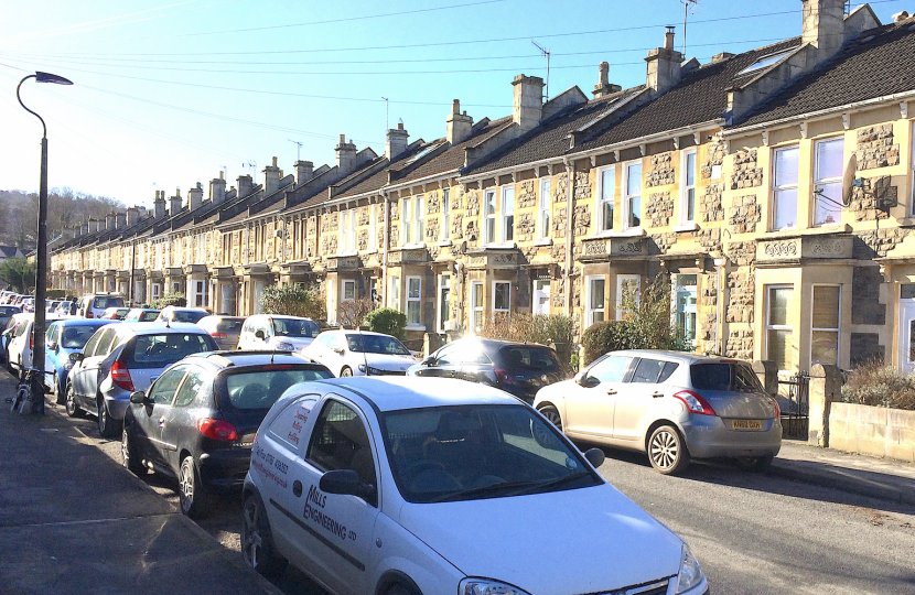 Parked cars in street