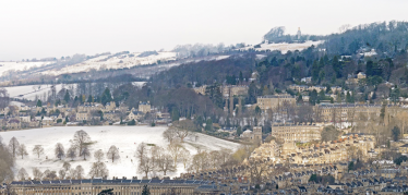 Snowy landscape in Bath